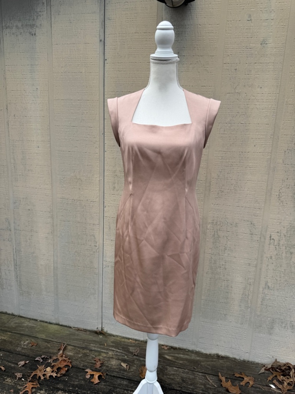 Lafayette 148 New York Silk Square-Neck Sheath Dress in Blush